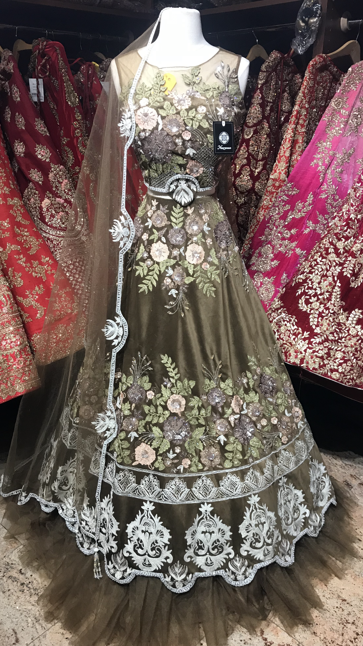 Brown Size 40 Velvet Lehenga