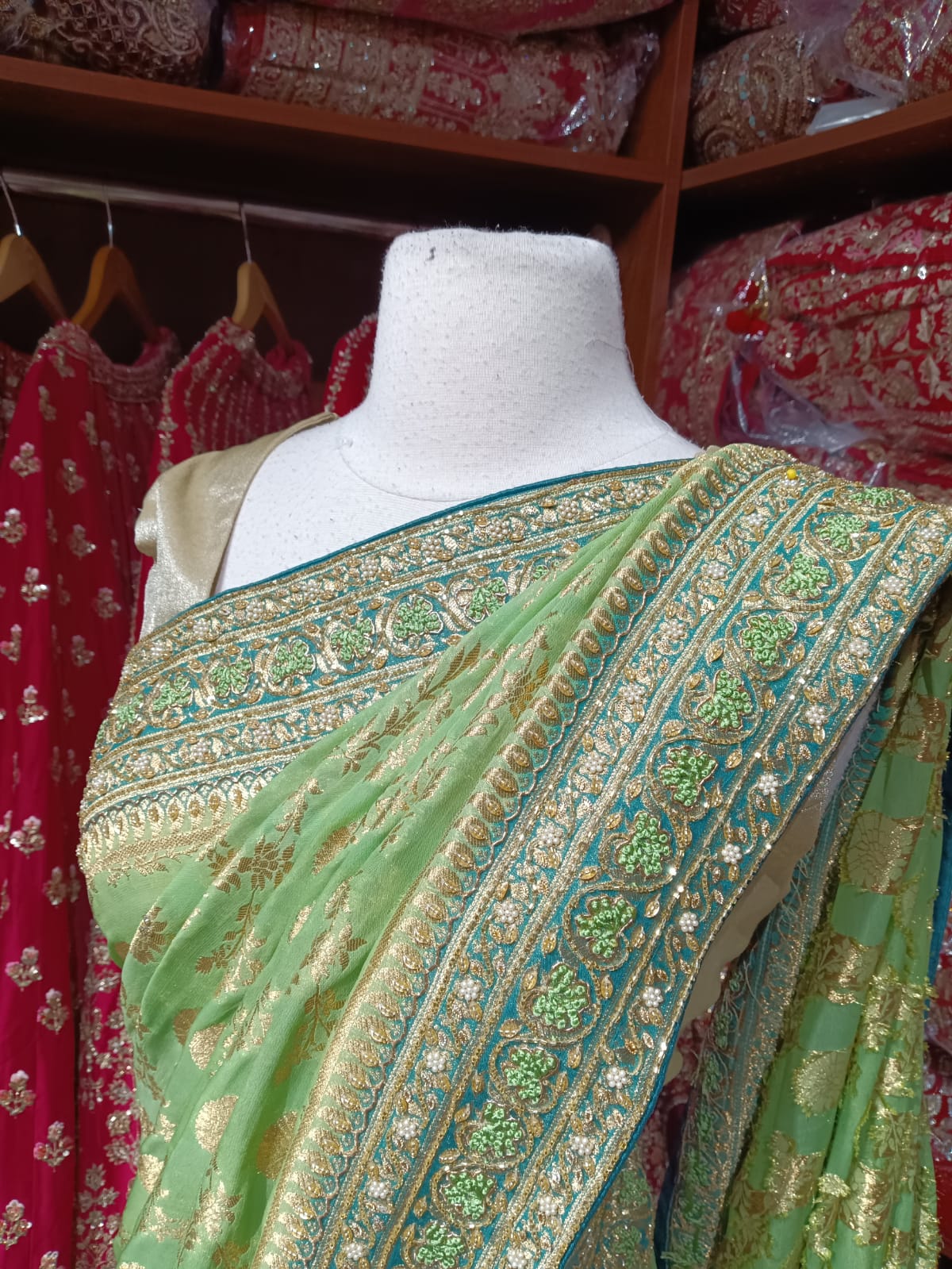 Tea Green Saree PWS-143