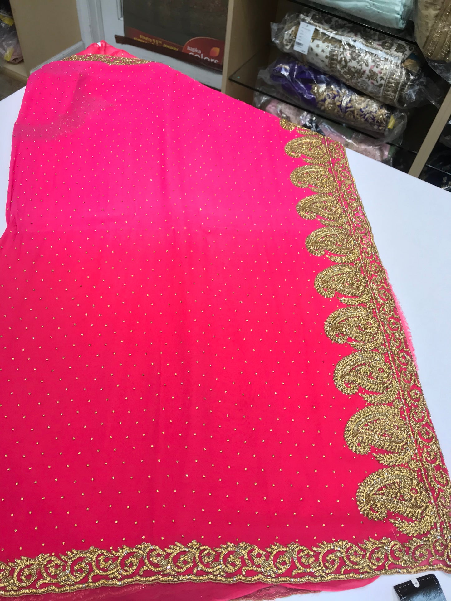 Pink Stonework Saree