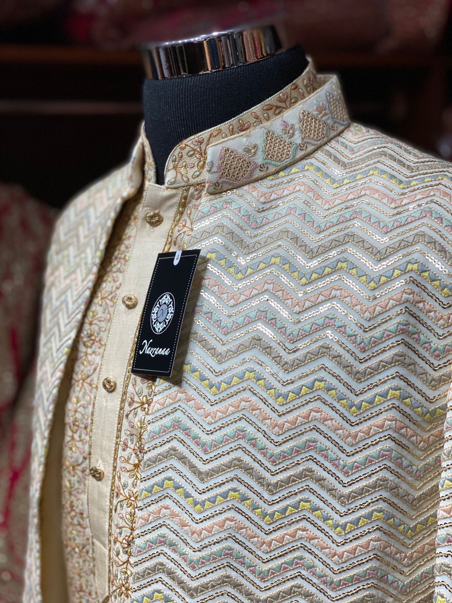 Golden & Pastel IndoWestern Sherwani-M197