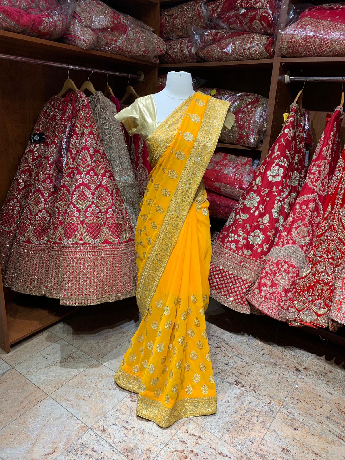 Amber Yellow Saree PWS-052