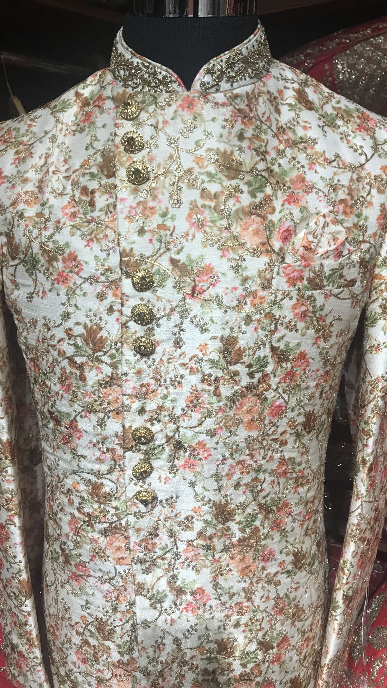 Ivory Floral Sherwani