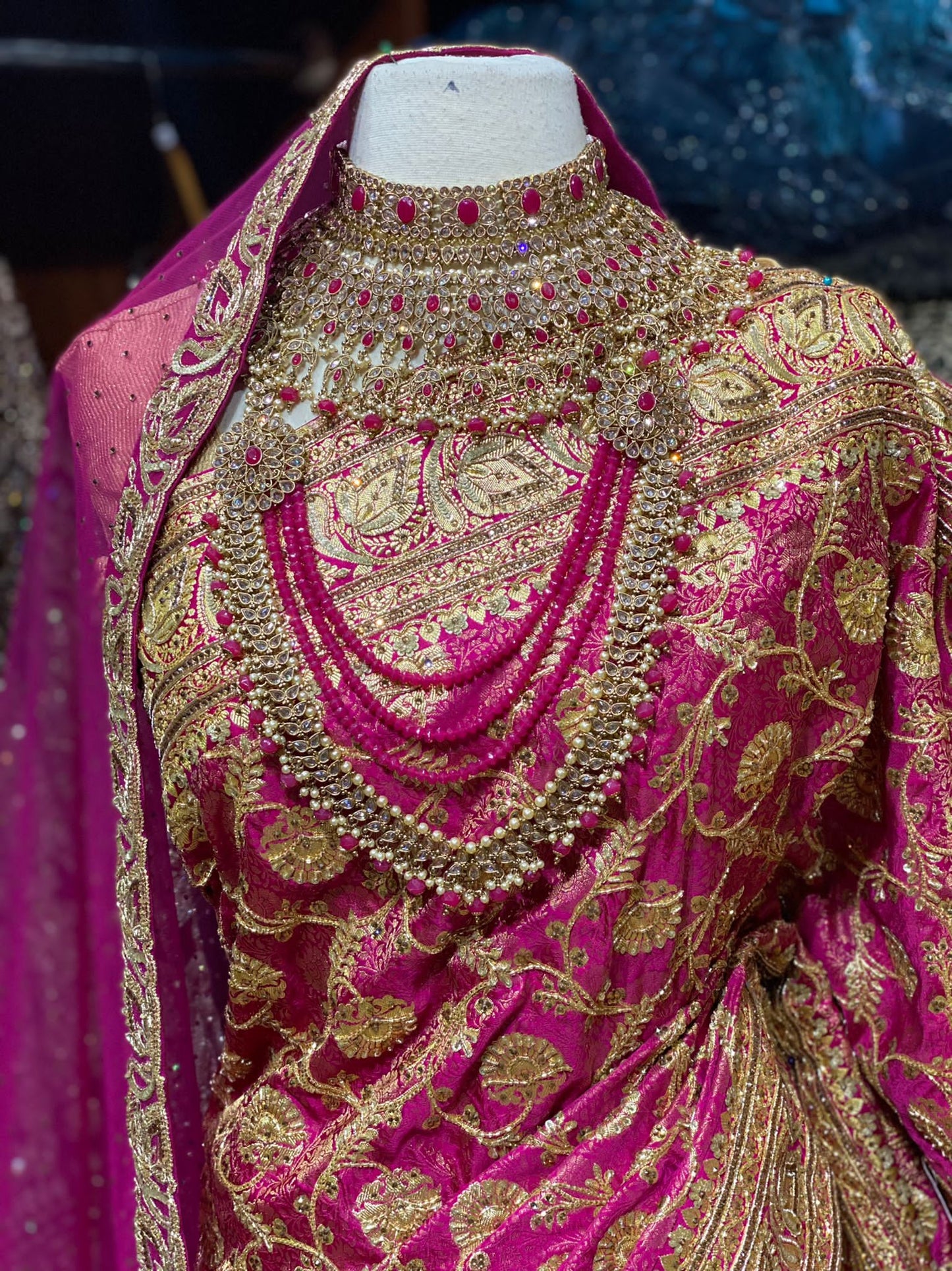 Rough Pink Pure Silk Banarasi Bridal Saree BBS-022