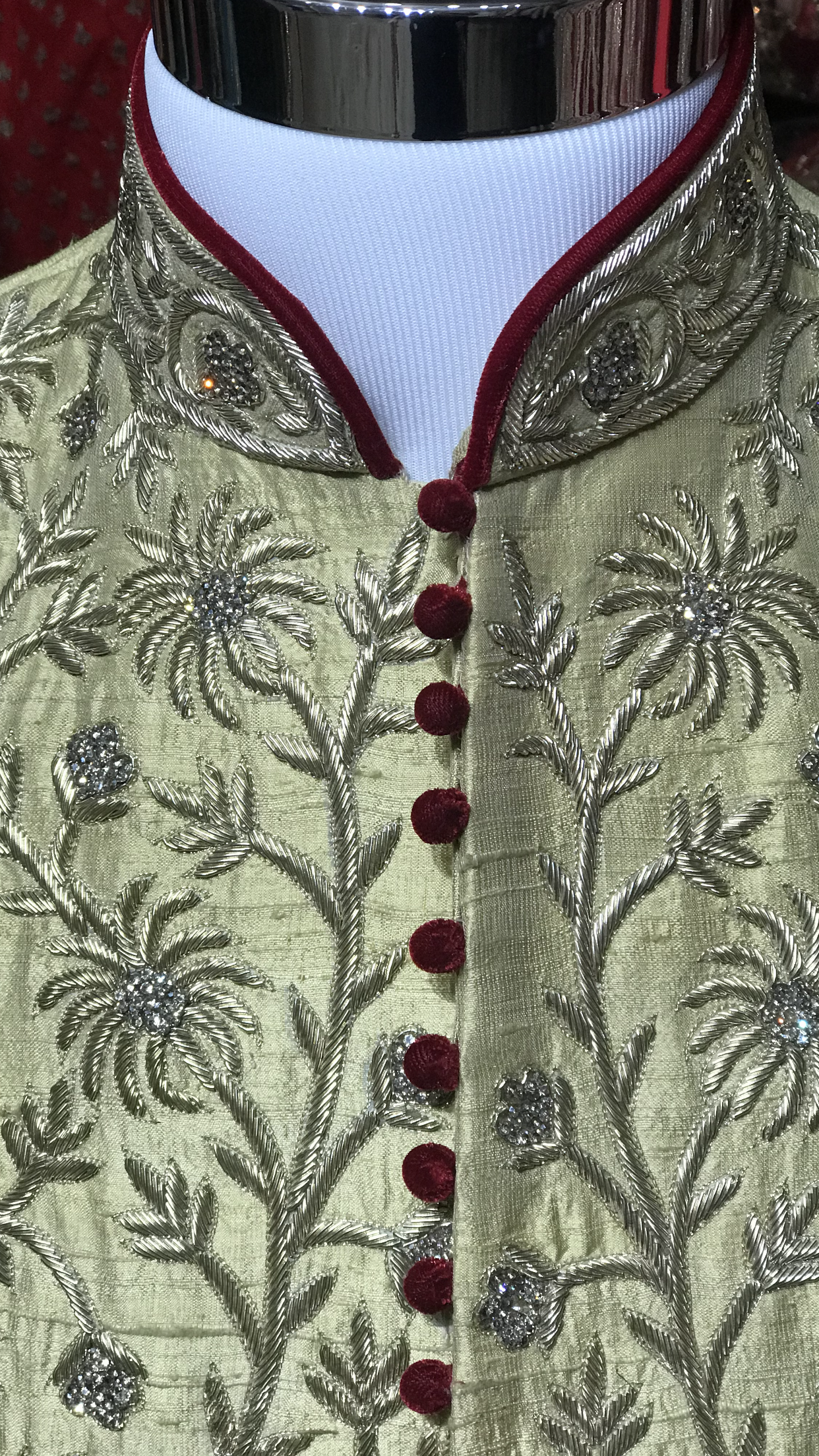 Gold Red Anarkali Sherwani