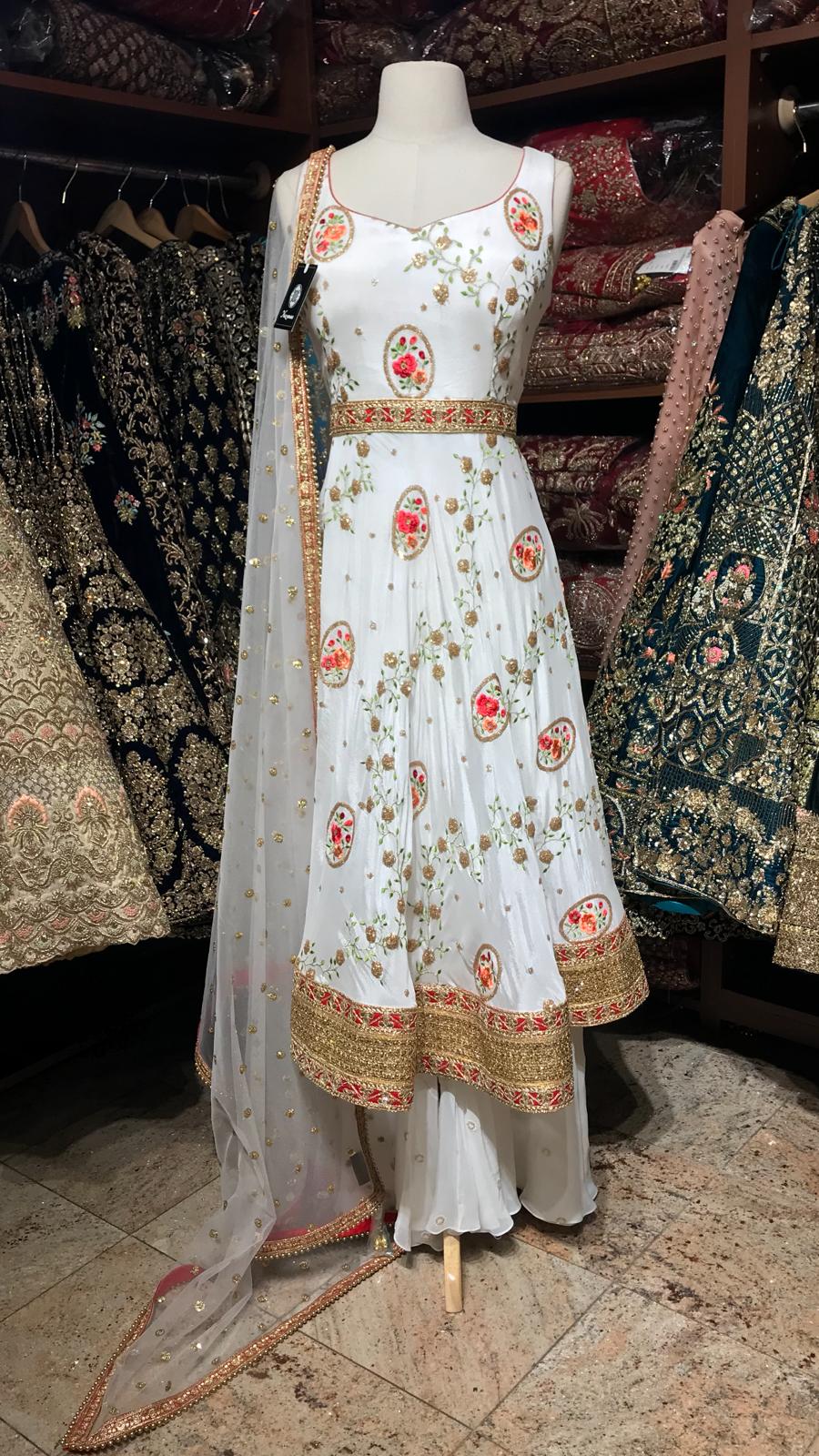 short anarkali dress Dark rosegold short anarkali suit set L / pink / women