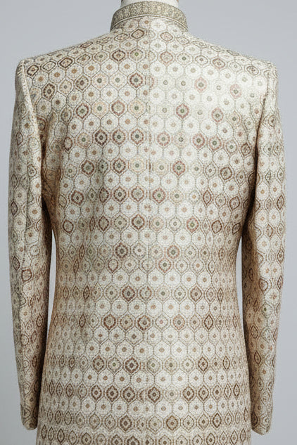 Ivory Mirror Embroidered Sherwani- S13-72
