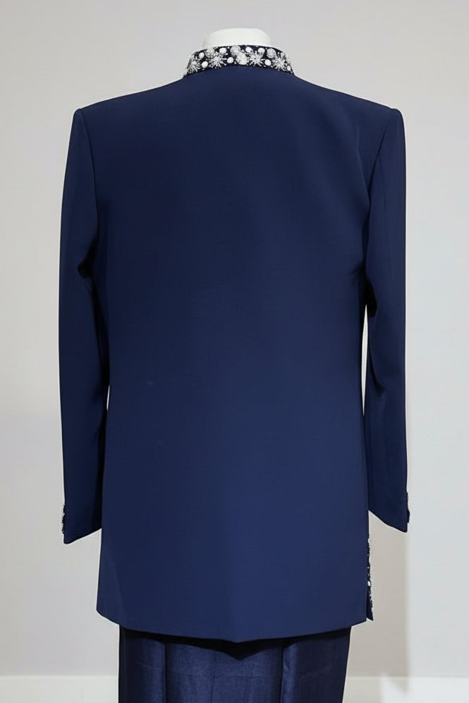 Midnight Blue Indo Western Sherwani- R14-S86