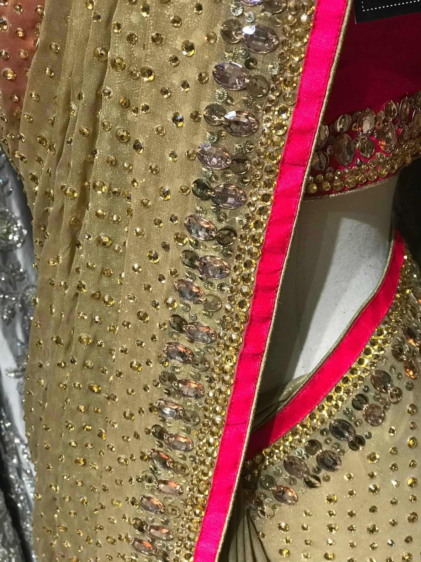 Gold Shimmer Saree W/ Readymade Blouse