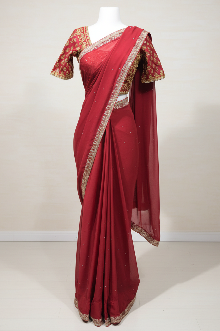 Maroon Bridesmaid's Saree