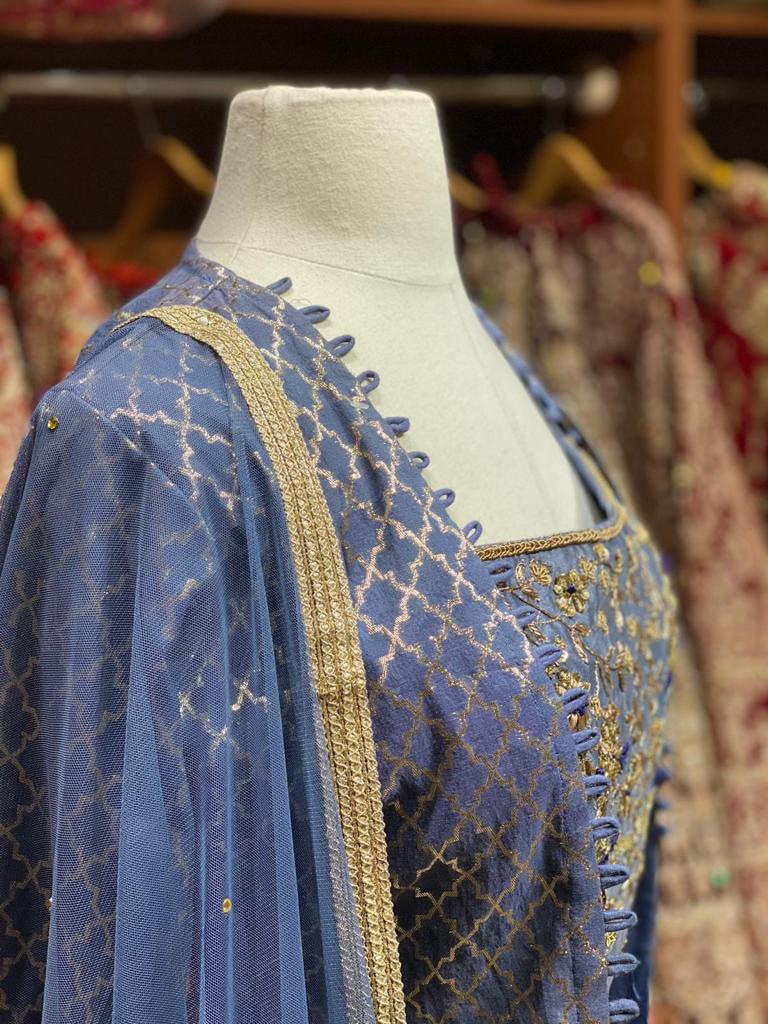 Slate Grey Party Wear Suit Collection PWS-052