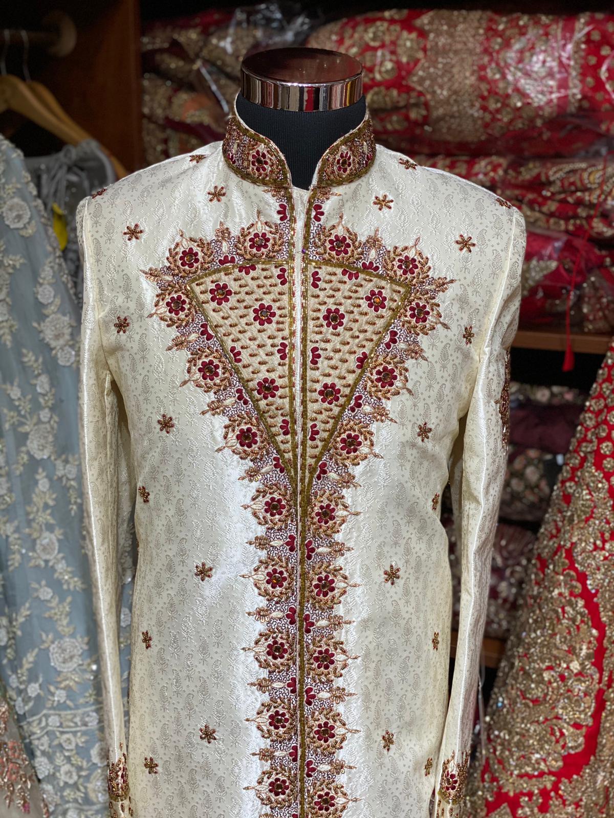 Ivory Red Size 38 Sherwani