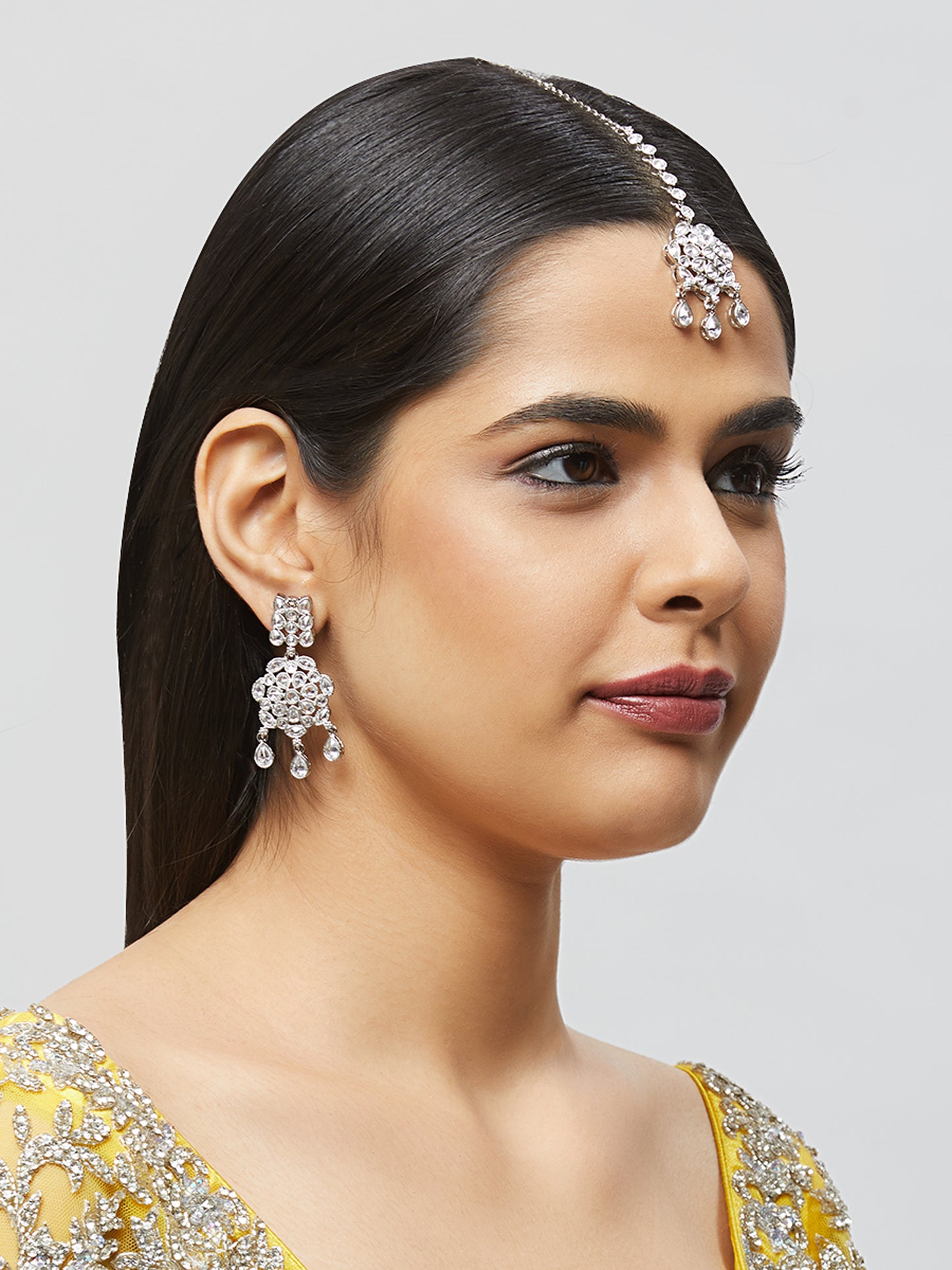 Kundan Pearl Earring with Mang Tikka ETD6