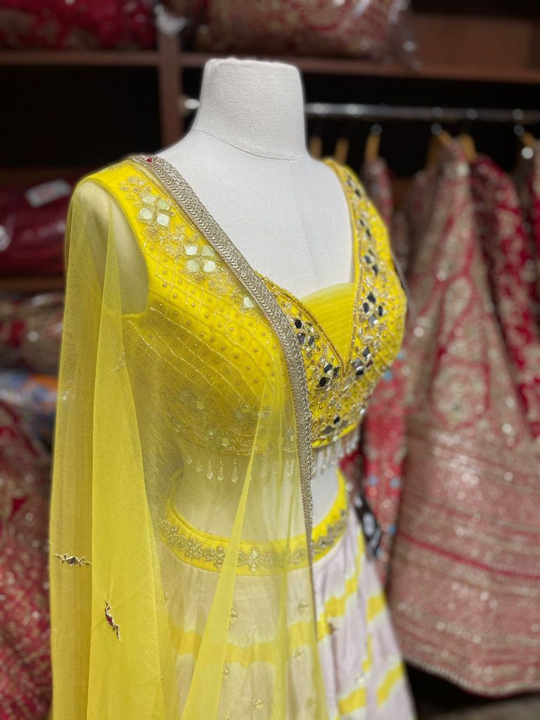 Sunset Yellow & Grey New Era Party Wear Collection PWL-269