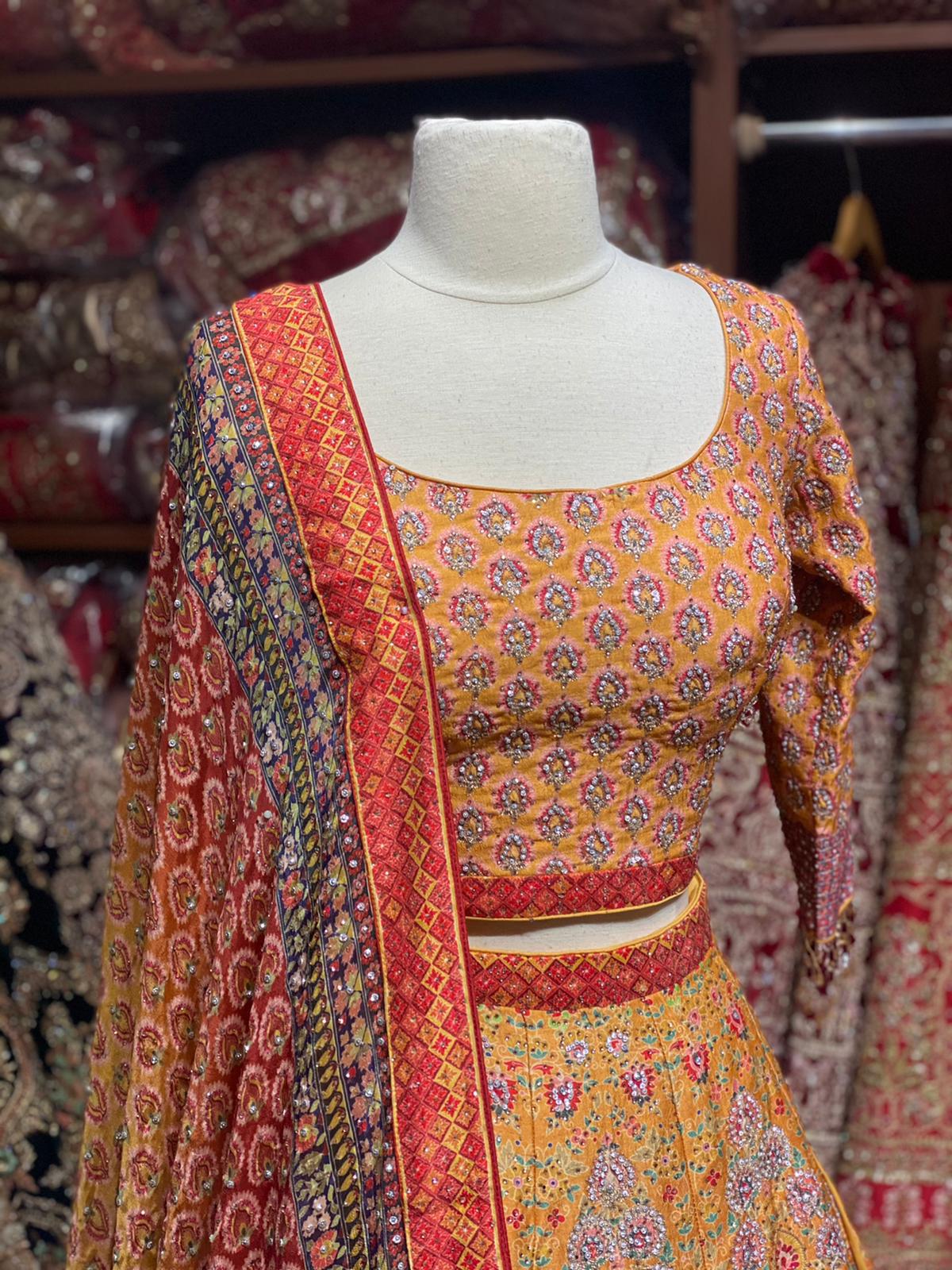 Orange & Yellow Stunning Ombre Party Wear Lehenga PWL-051