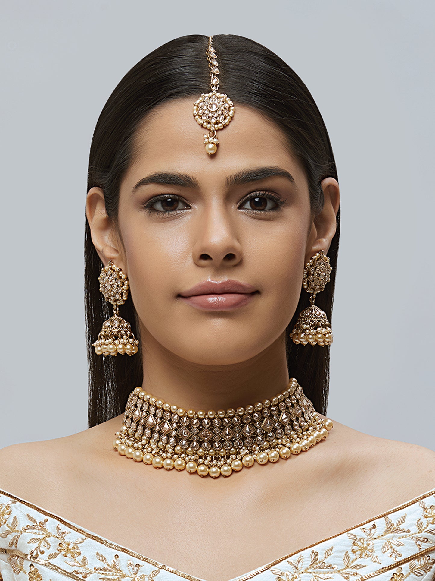 Kundan Necklace Set W/Earrings & Mang Tikka NSD9