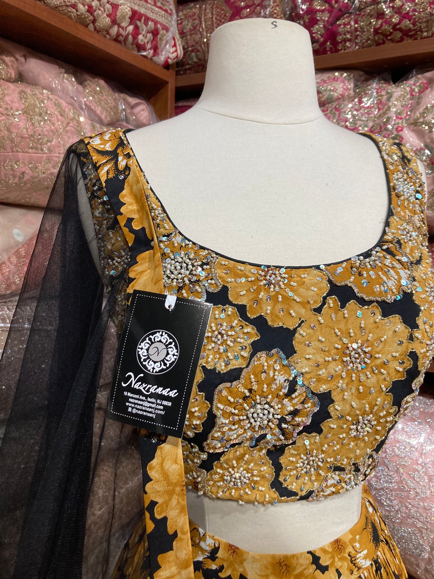 Black & Yellow Floral New Era Party Wear Collection PWL-689