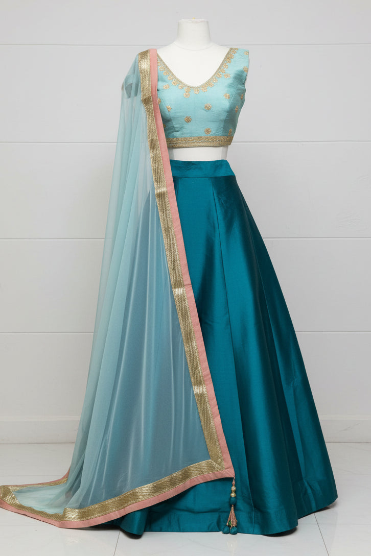 Sage and Teal Bridesmaid's Lehenga