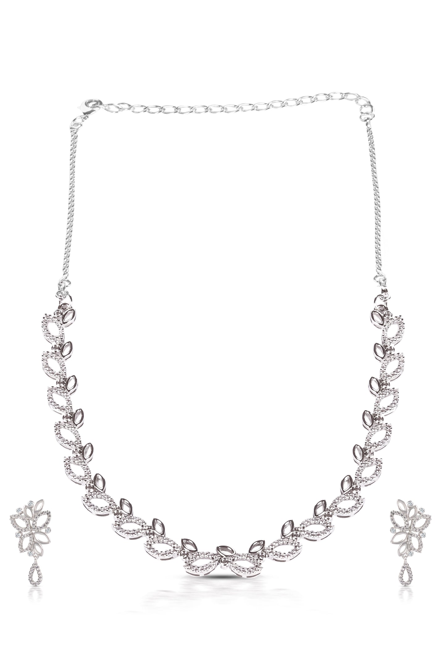 Silver CZ Marquise Necklace Set