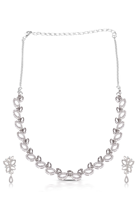 Silver CZ Marquise Necklace Set