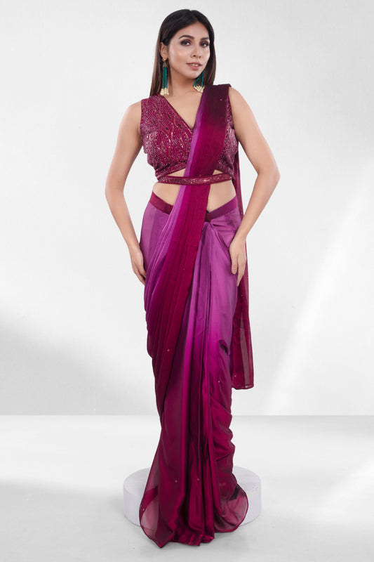 Pre-Stitched Saree W/ Readymade Blouse - D087