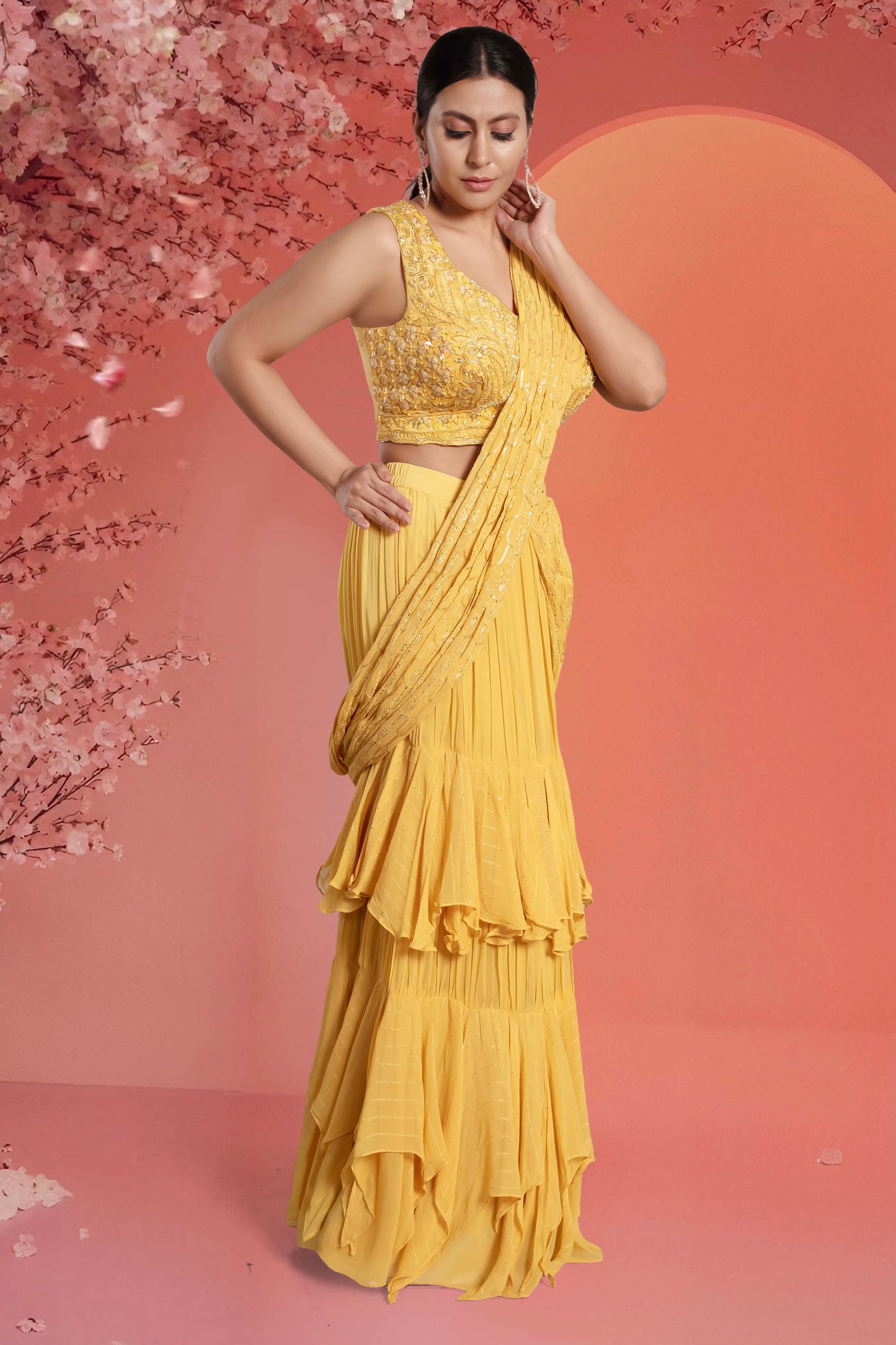 Pre-Stitched Saree W/ Readymade Blouse - D069