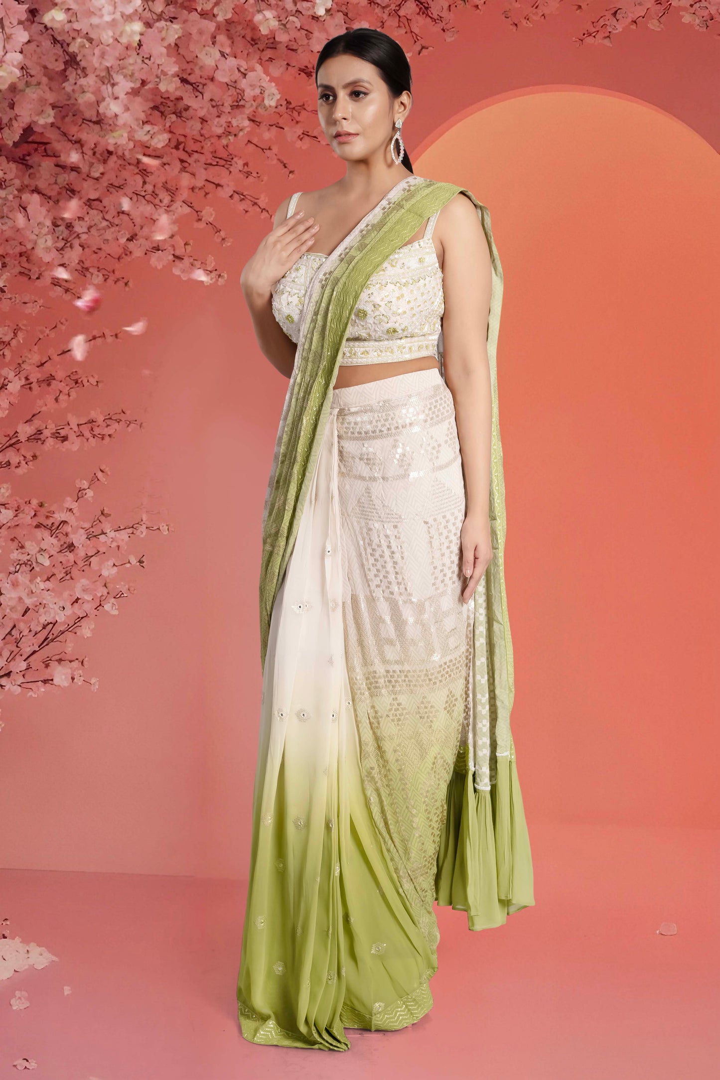 Pre-Stitched Saree W/ Readymade Blouse - D072