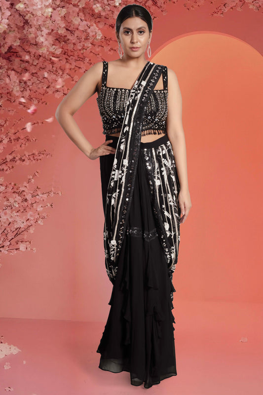 Pre-Stitched Saree W/ Readymade Blouse - D076