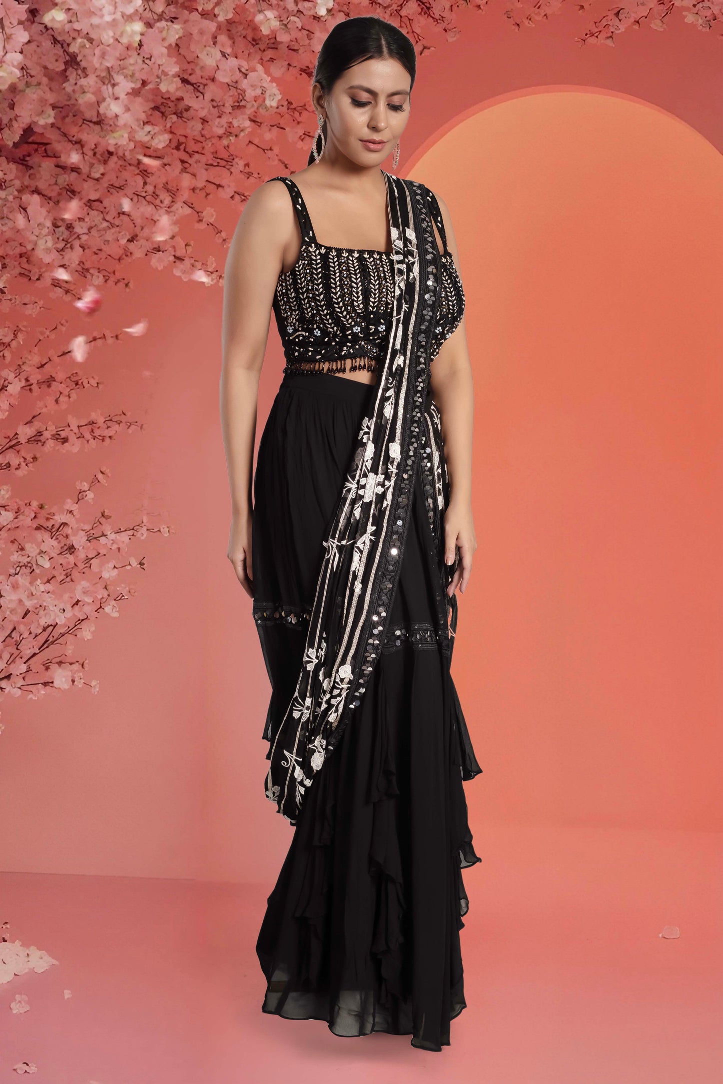 Pre-Stitched Saree W/ Readymade Blouse - D076