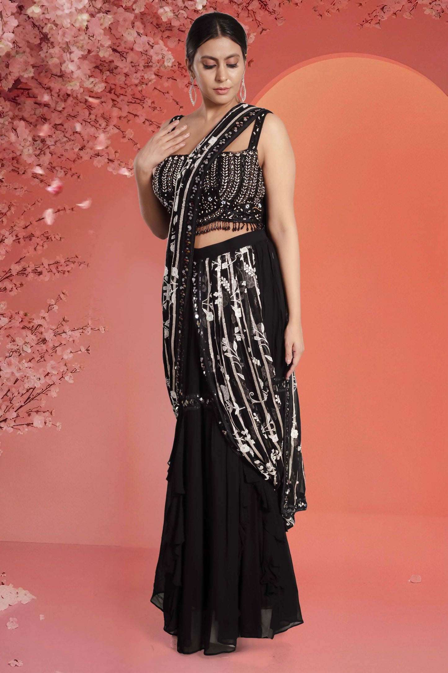 Pre-Stitched Saree W/ Readymade Blouse - D076