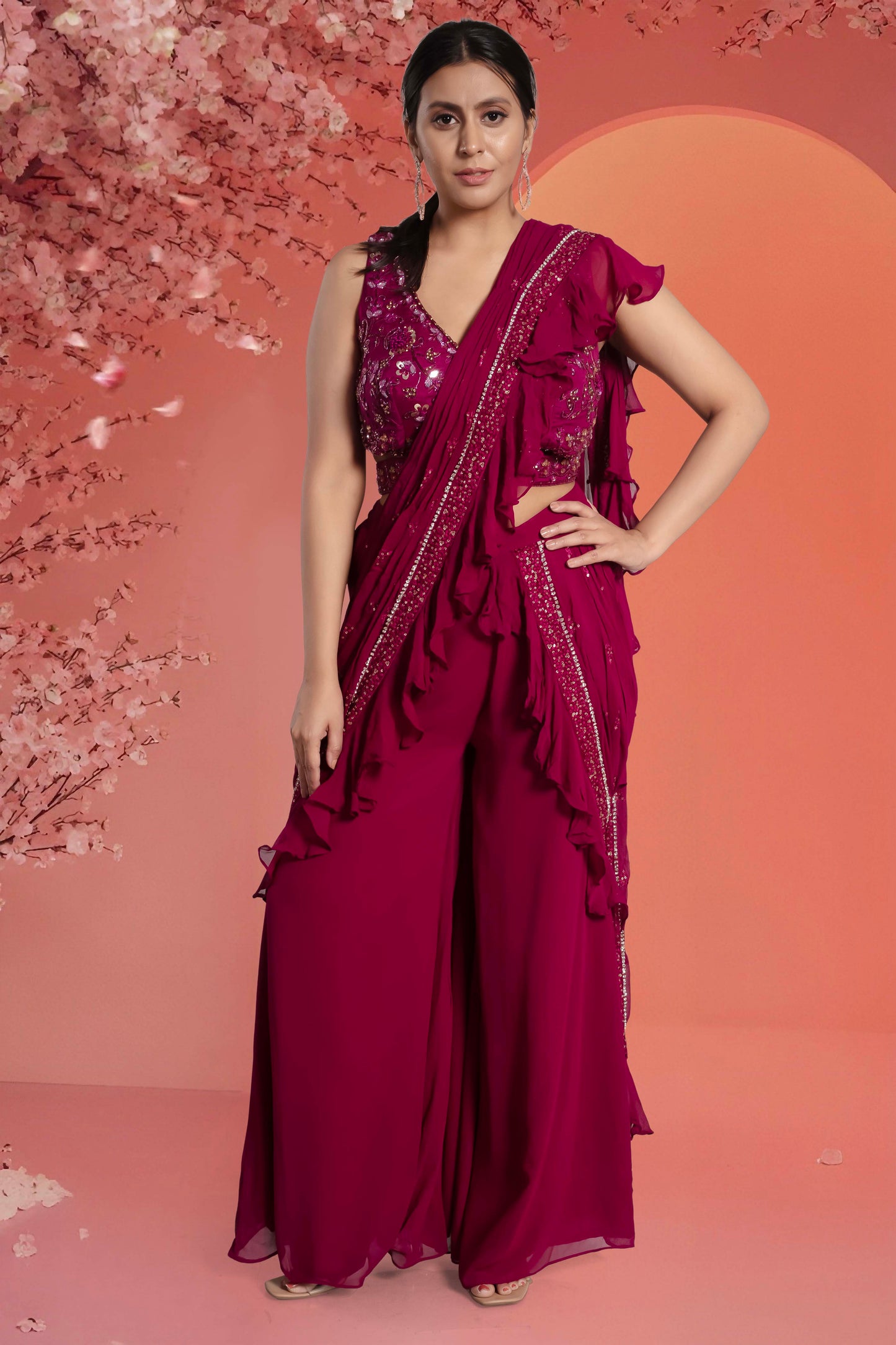 Pre-Stitched Saree W/ Readymade Blouse - D075