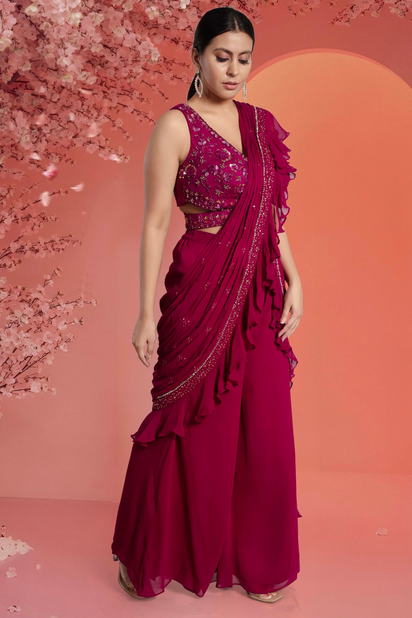 Pre-Stitched Saree W/ Readymade Blouse - D075