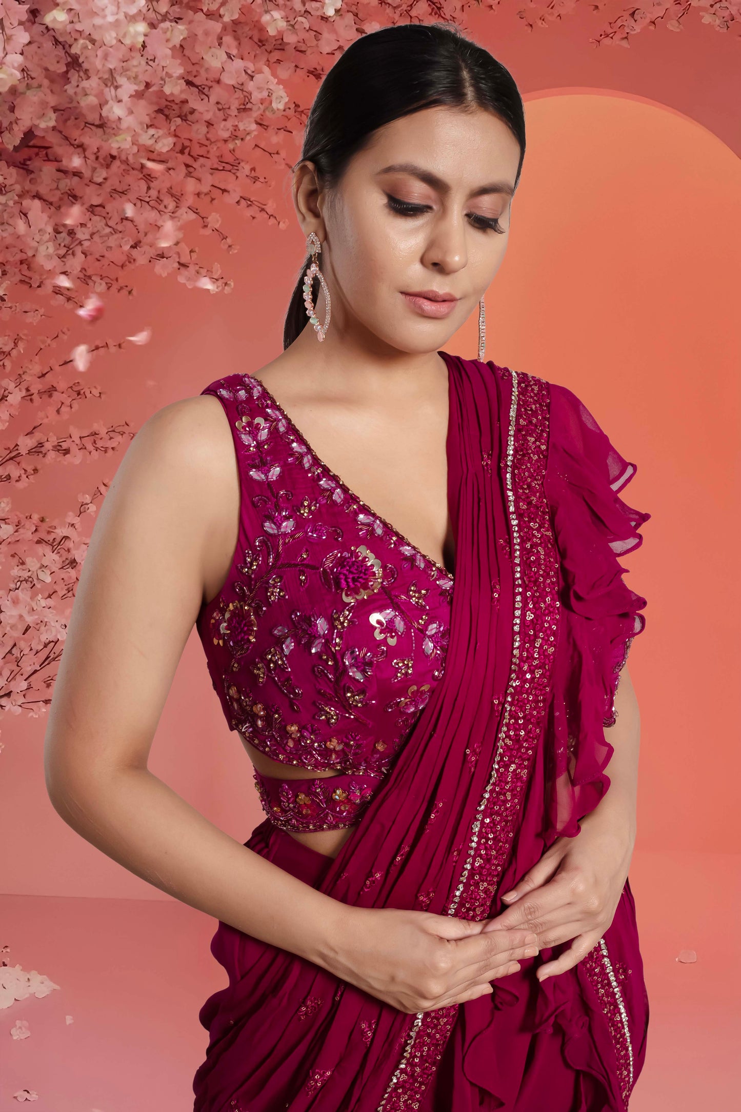 Pre-Stitched Saree W/ Readymade Blouse - D075