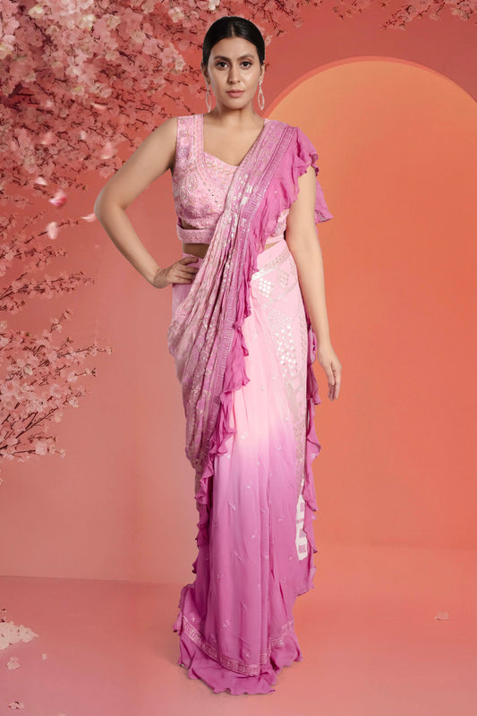 Pre-Stitched Saree W/ Readymade Blouse - D073