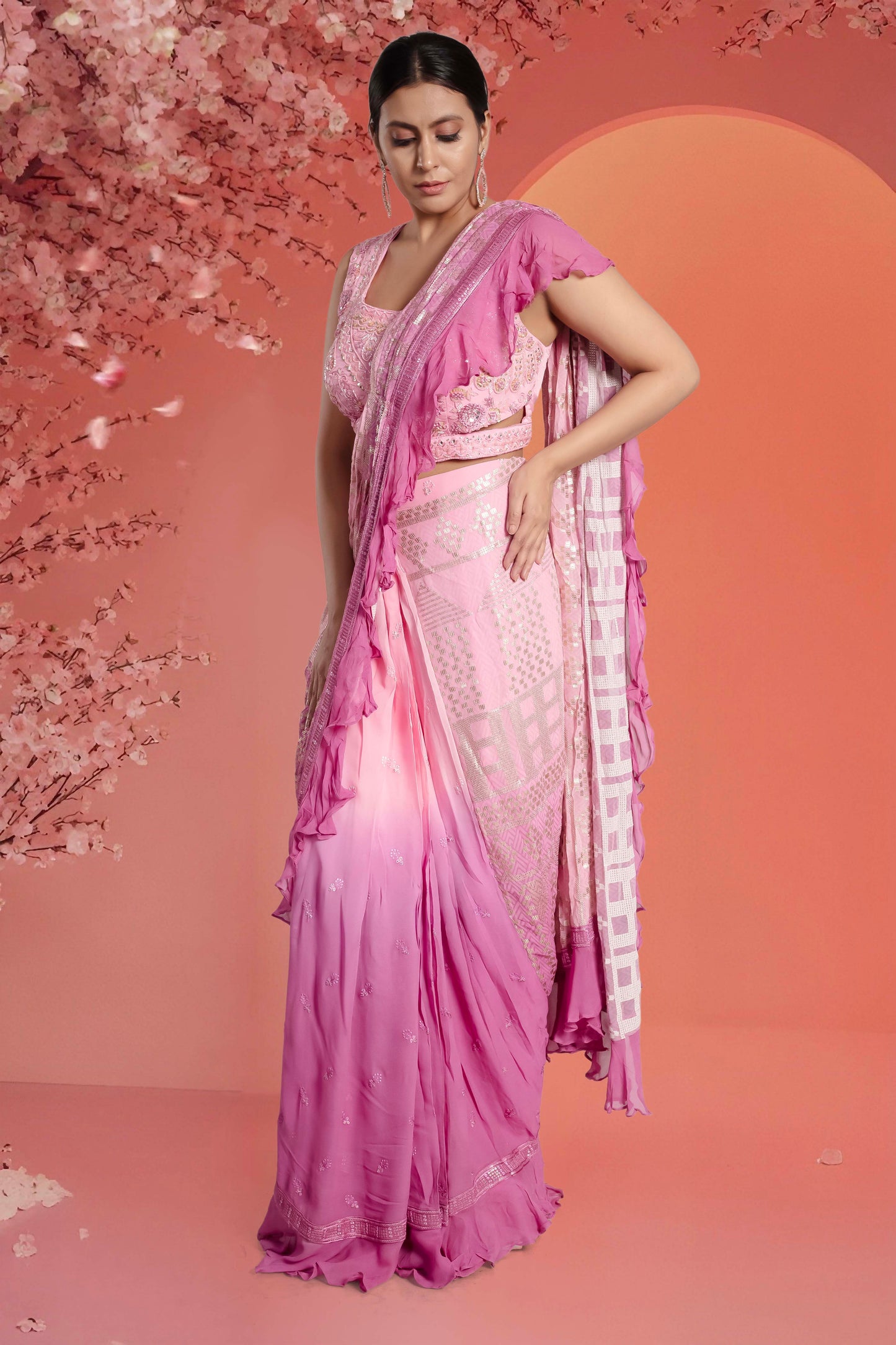 Pre-Stitched Saree W/ Readymade Blouse - D073