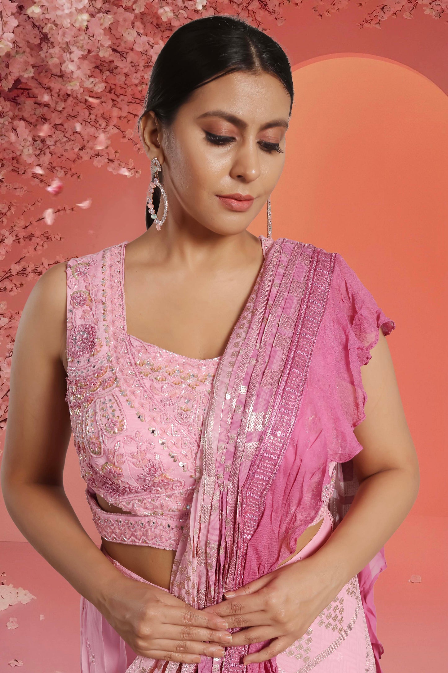 Pre-Stitched Saree W/ Readymade Blouse - D073