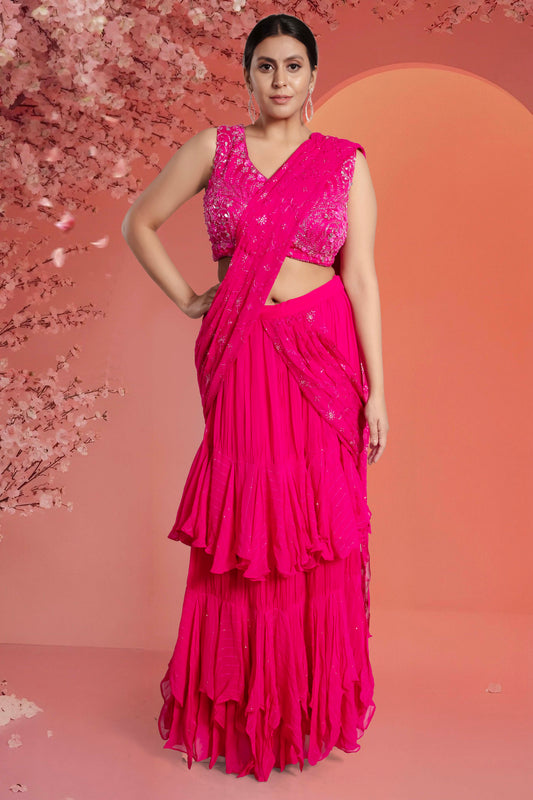 Pre-Stitched Saree W/ Readymade Blouse - D074