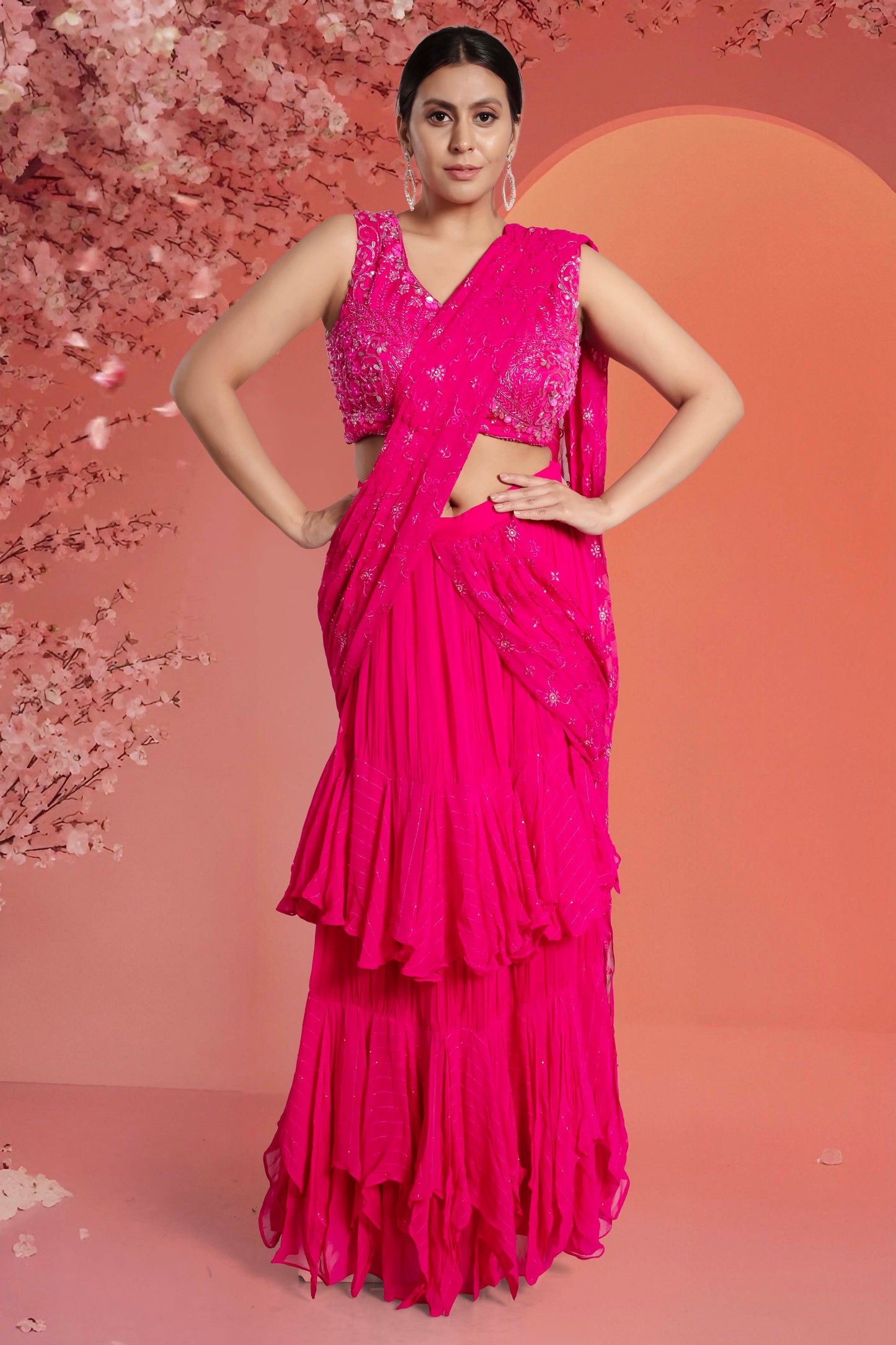 Pre-Stitched Saree W/ Readymade Blouse - D074