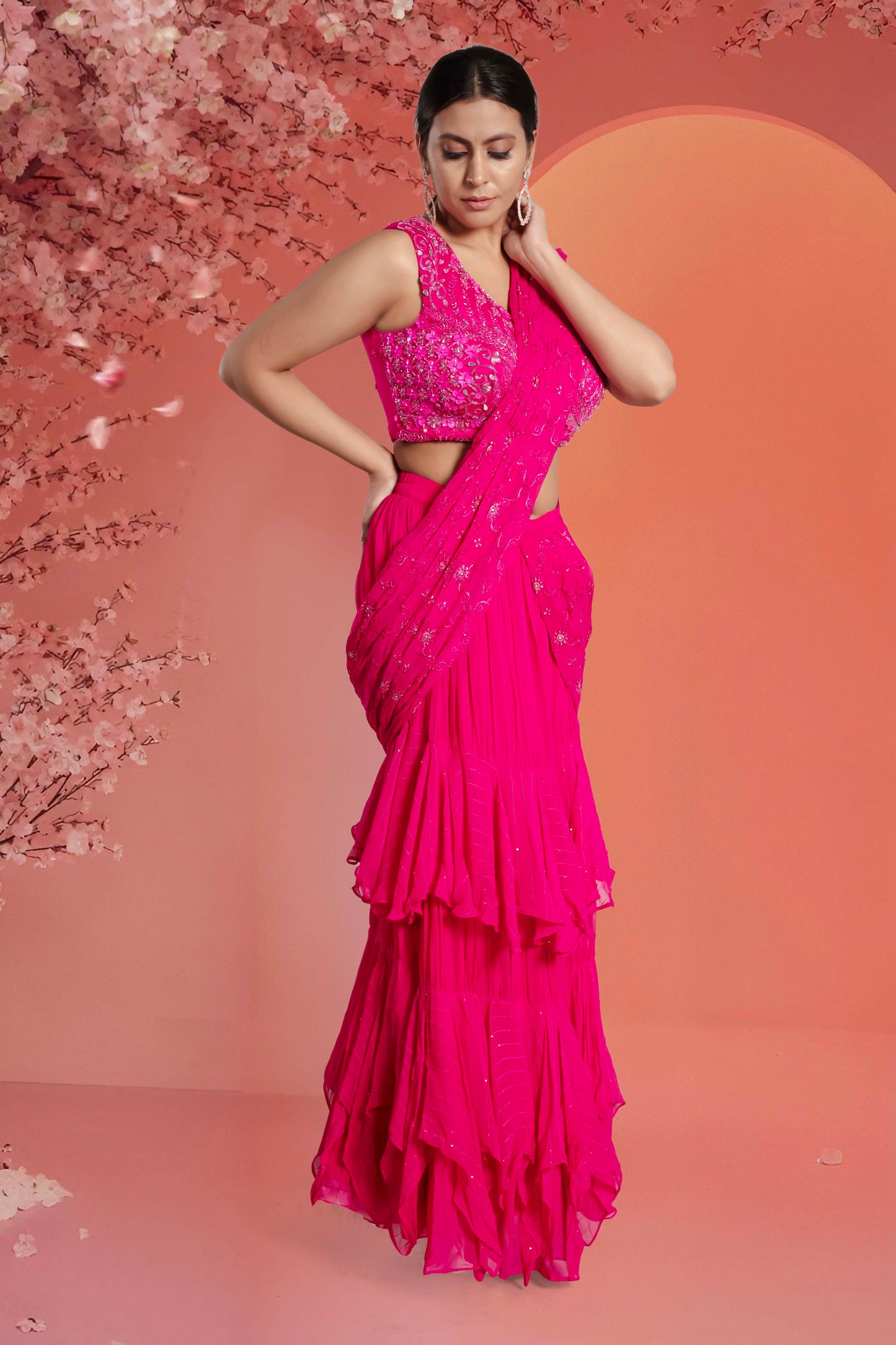 Pre-Stitched Saree W/ Readymade Blouse - D074