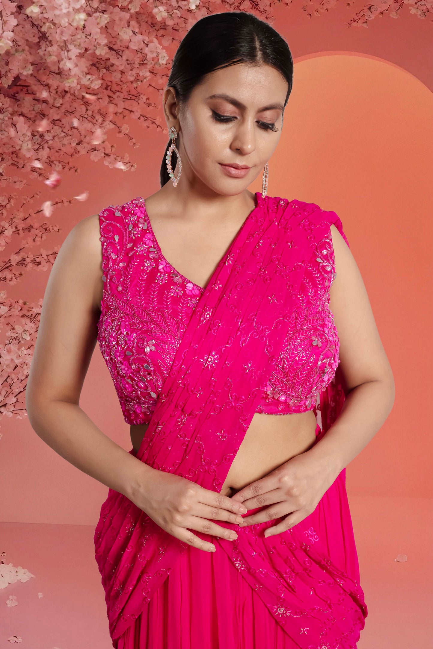 Pre-Stitched Saree W/ Readymade Blouse - D074