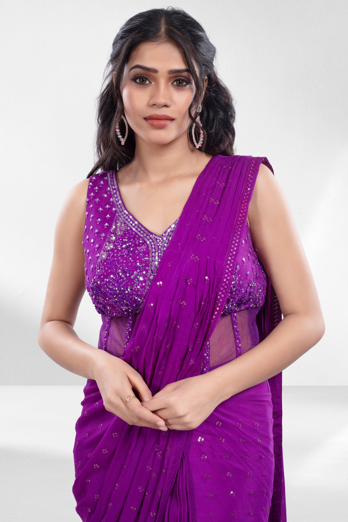 Pre-Stitched Saree W/ Readymade Blouse - D095