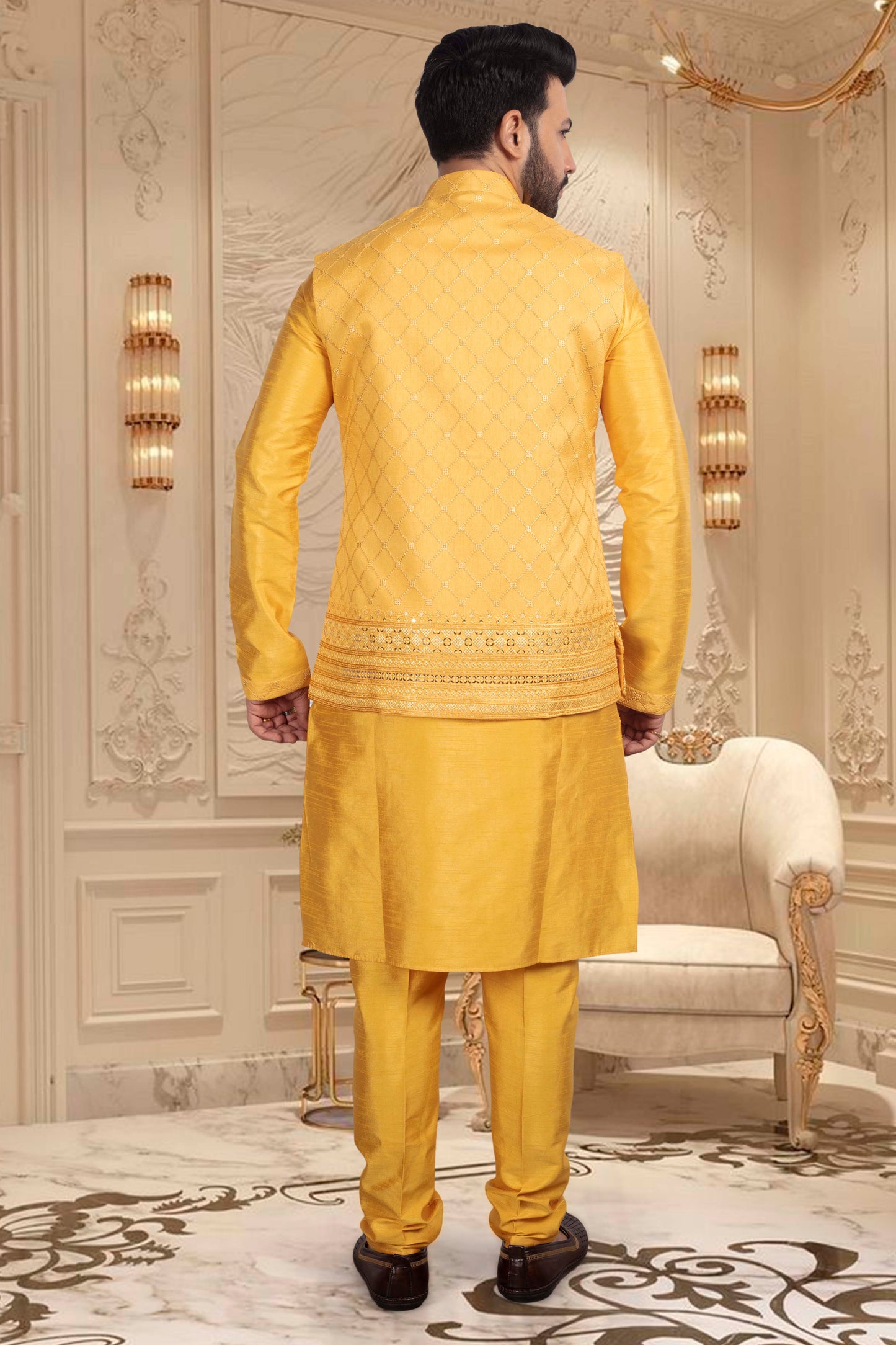 Groomsmen Kurta with vest sample- U2S355