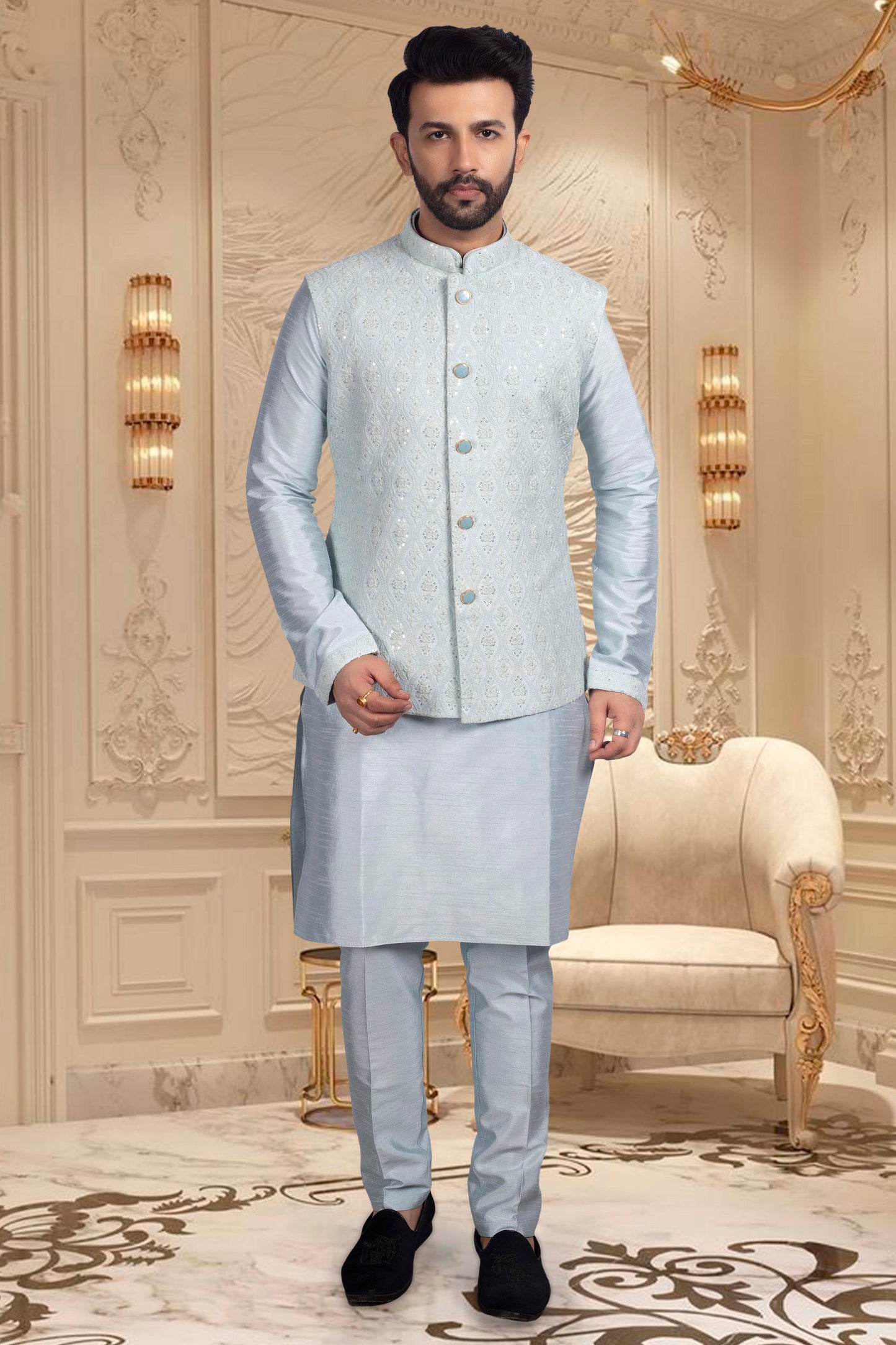 Groomsmen Kurta with vest sample- U2S357