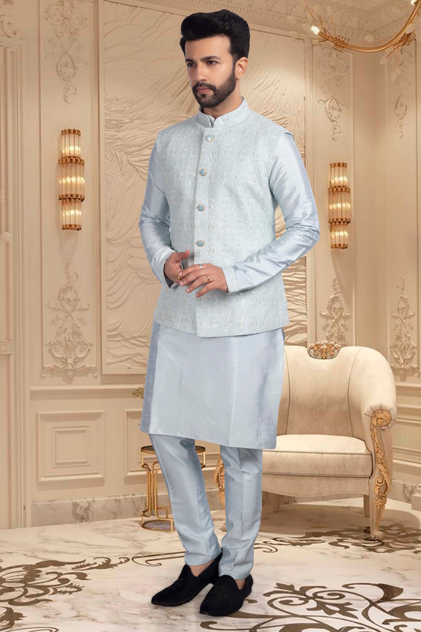 Groomsmen Kurta with vest sample- U2S357