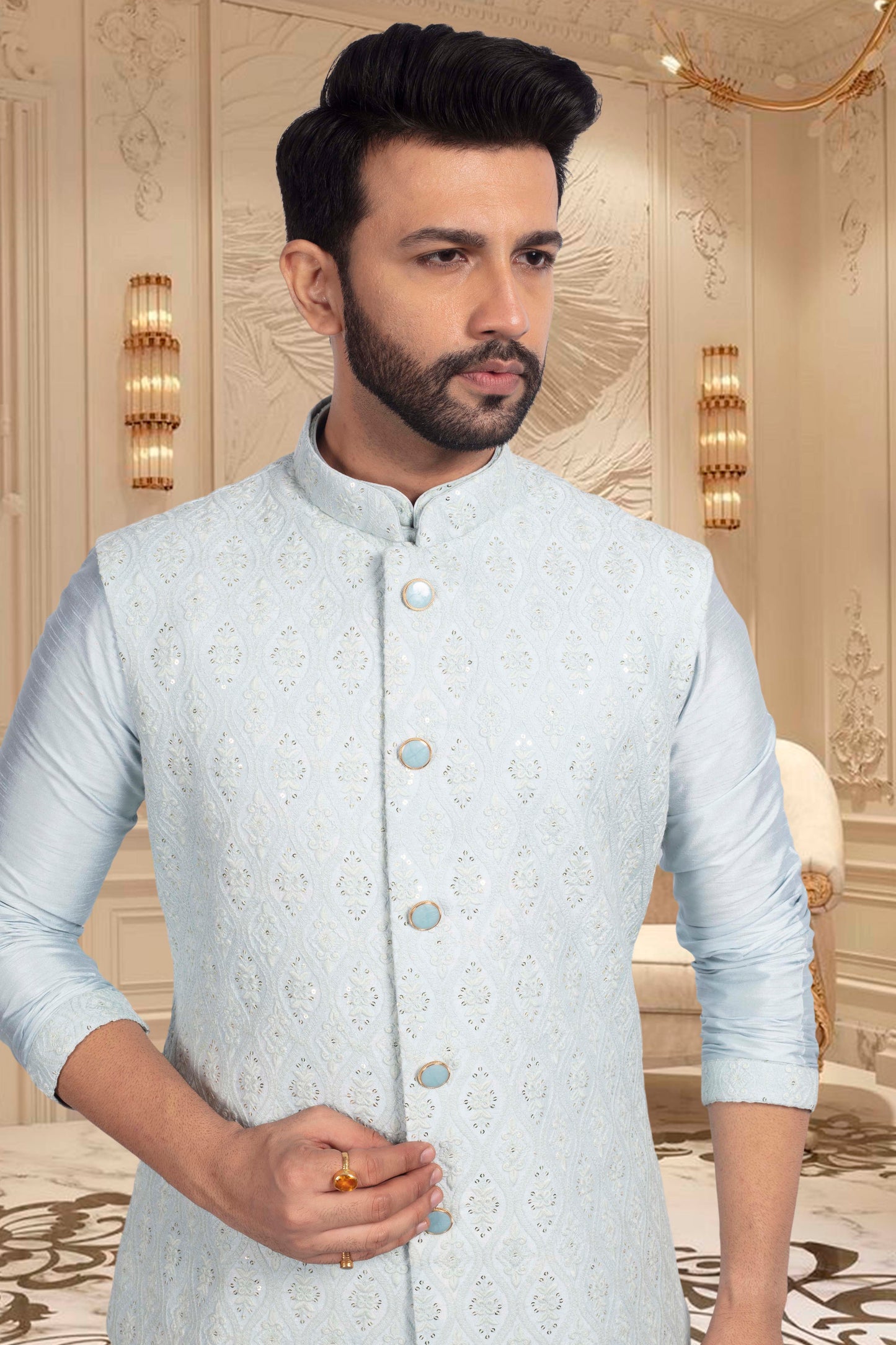 Groomsmen Kurta with vest sample- U2S357