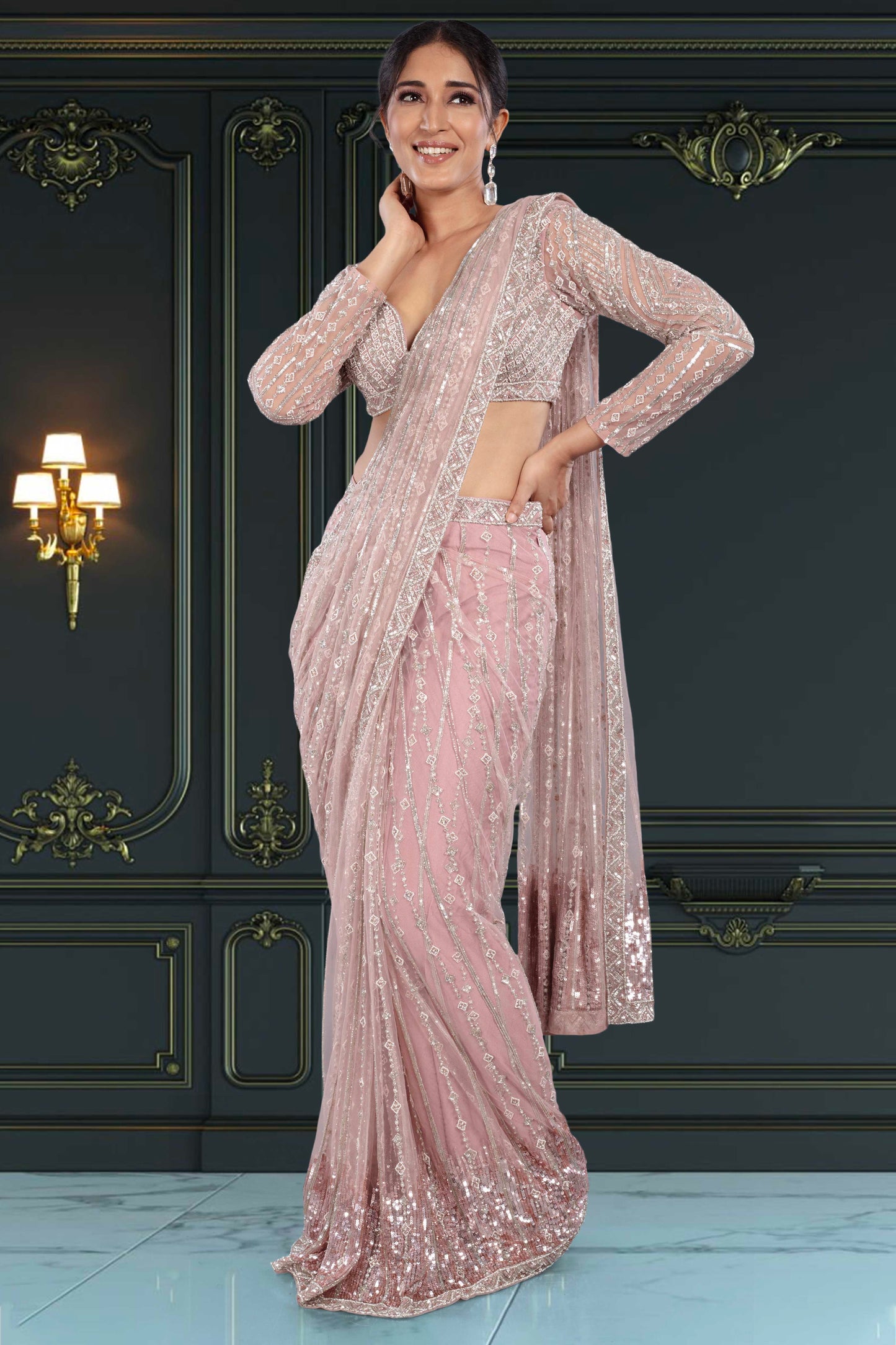 Pre-Stitched Saree W/ Readymade Blouse - D078