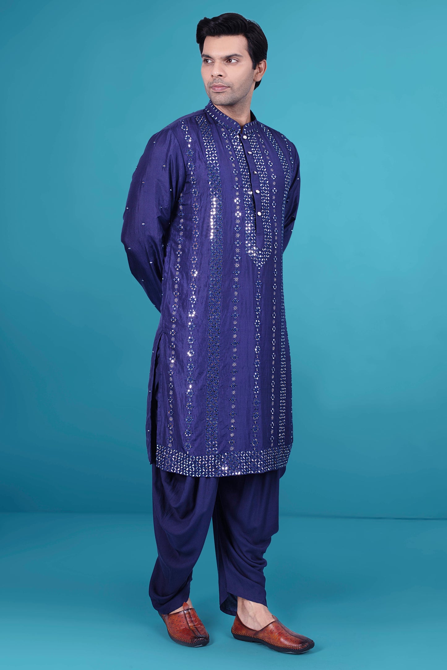 Mens Mirror work Kurta salwarJ171-N216