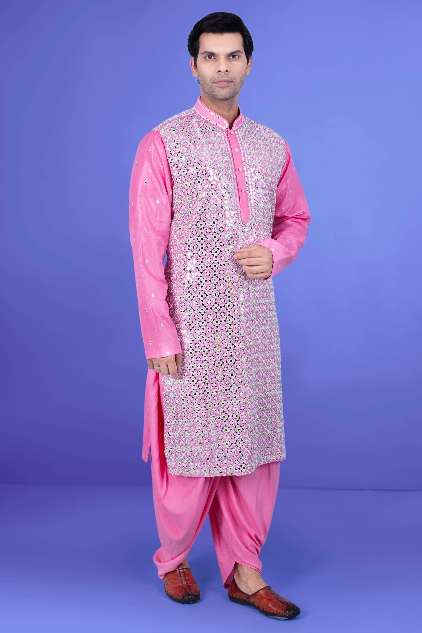 Mens Mirror work Kurta salwar J171-N215