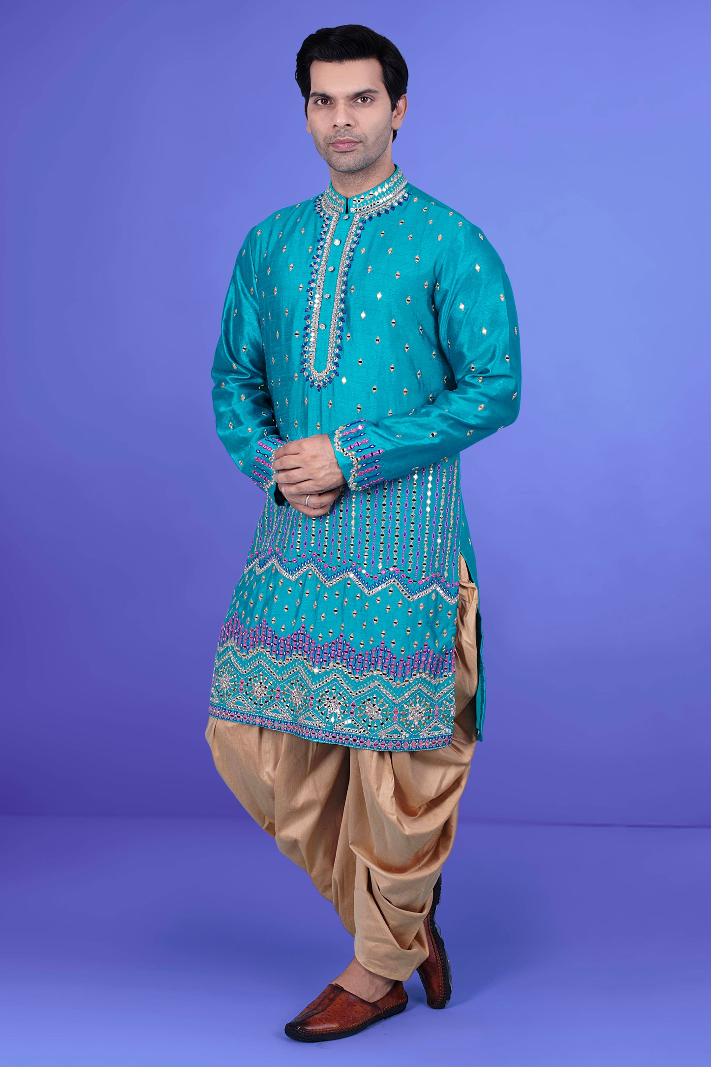 Mens Mirror work kurta salwar J171-N217