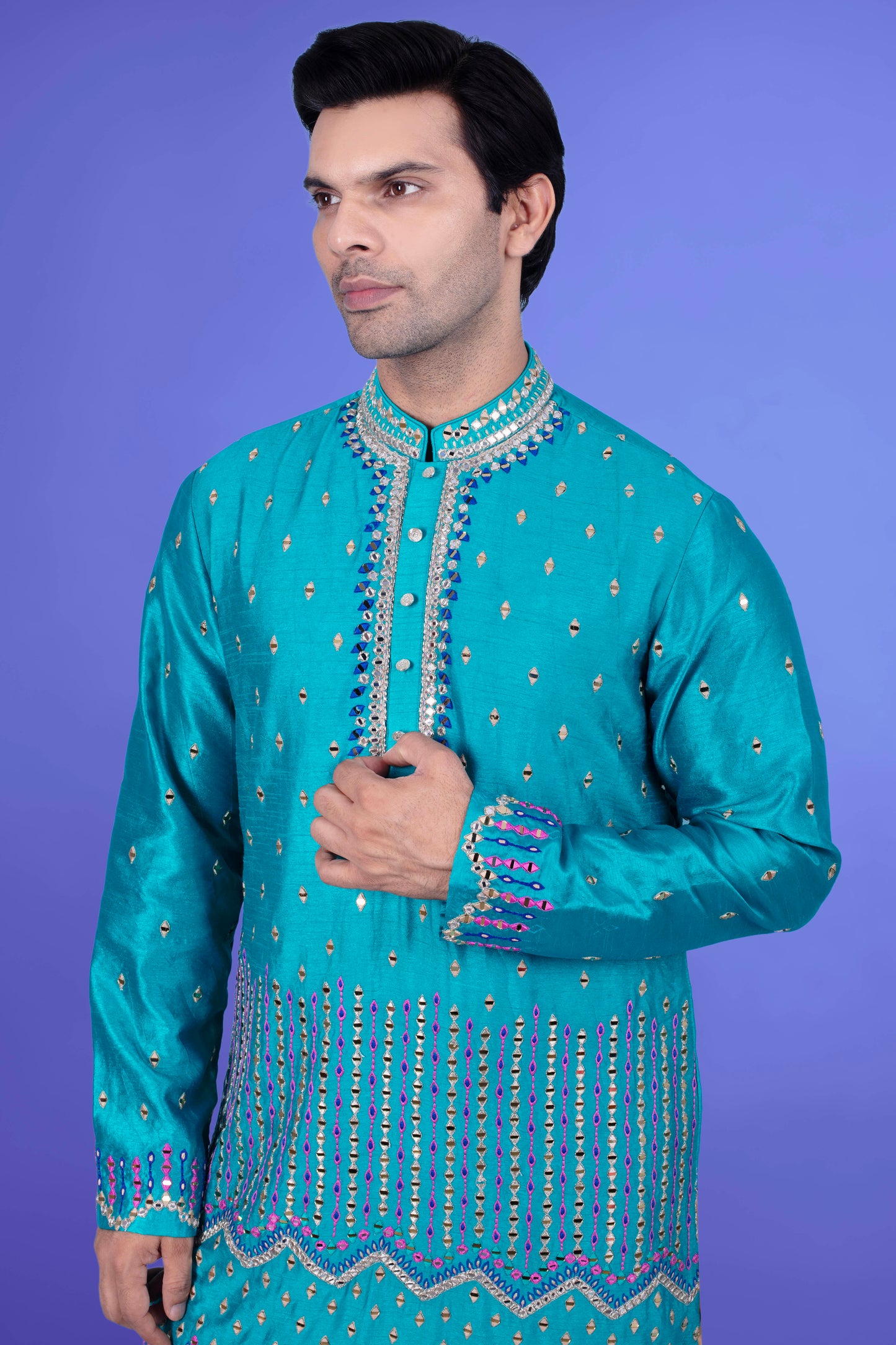 Mens Mirror work kurta salwar J171-N217