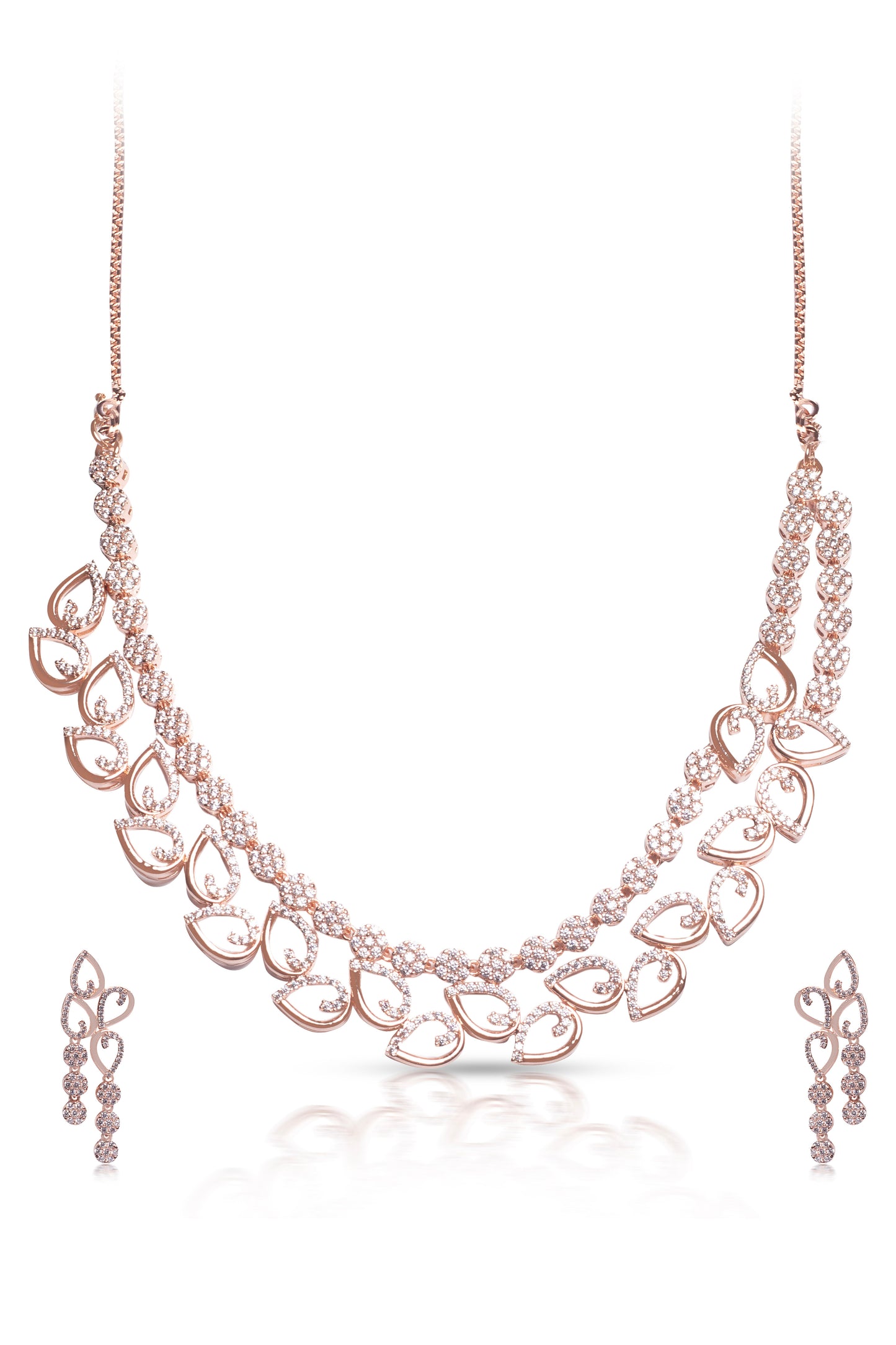 Rose Gold Pear-Cut Layered Necklace Set